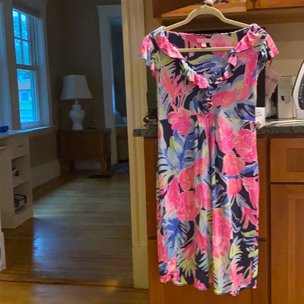 Super cute lilly dress!!! Polyester/spandex EUC